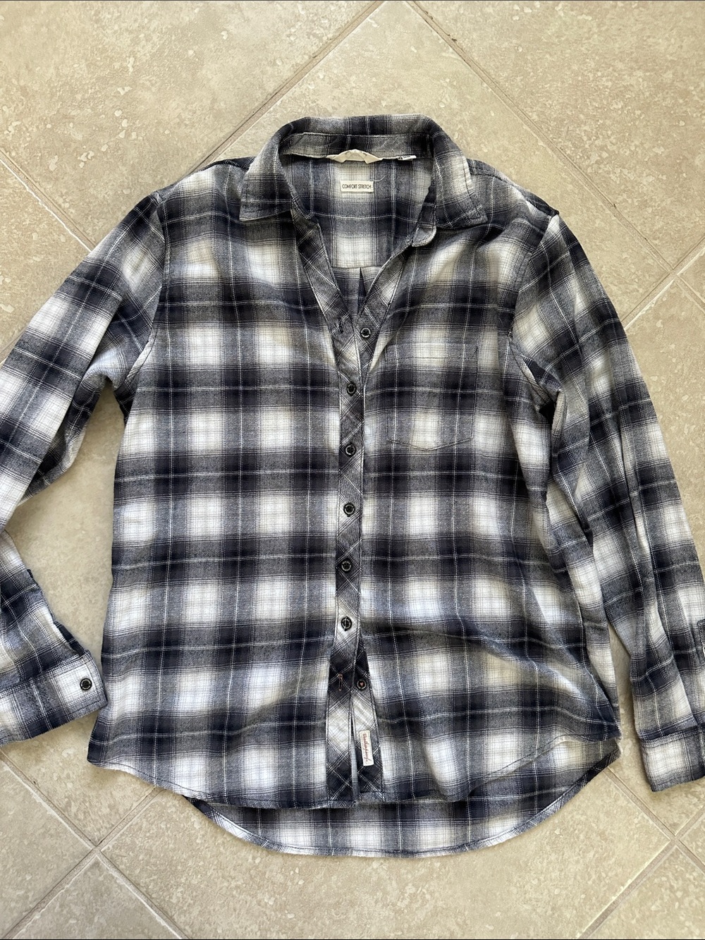 Weatherproof Vintage Casual Plaid Button-Up Shirt - Black & White